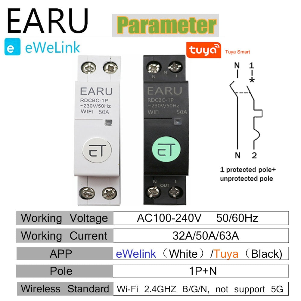 WIFI Circuit Breaker Smart Timer Relay Switch Tuya eWeLink APP Smart Home - KiwisLove
