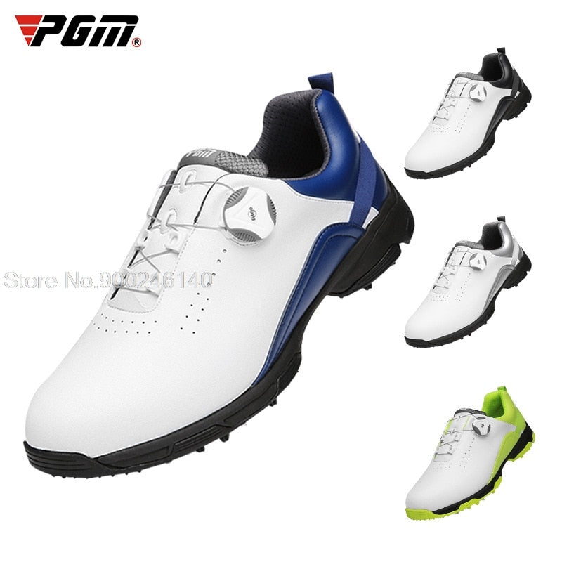 Pgm Breathable Men's Golf Shoes Waterproof Leather Rotating Knobs Sneakers - KiwisLove