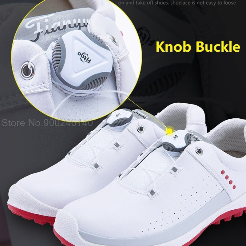 Waterproof Golf Shoes Women Spikes Athletic Sneakes Knob Buckle - KiwisLove