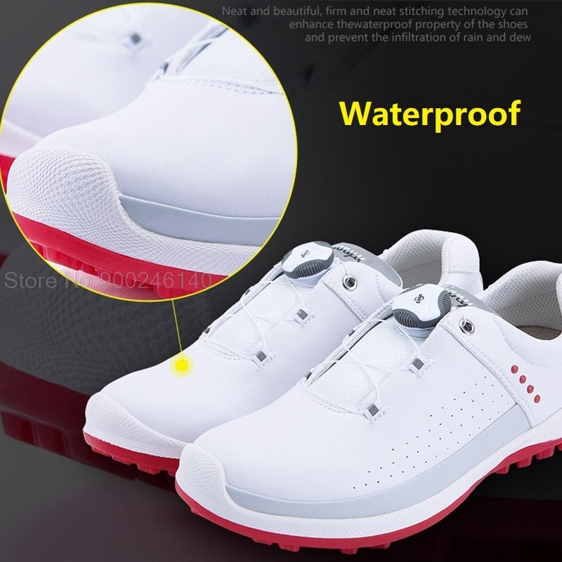 Waterproof Golf Shoes Women Spikes Athletic Sneakes Knob Buckle - KiwisLove