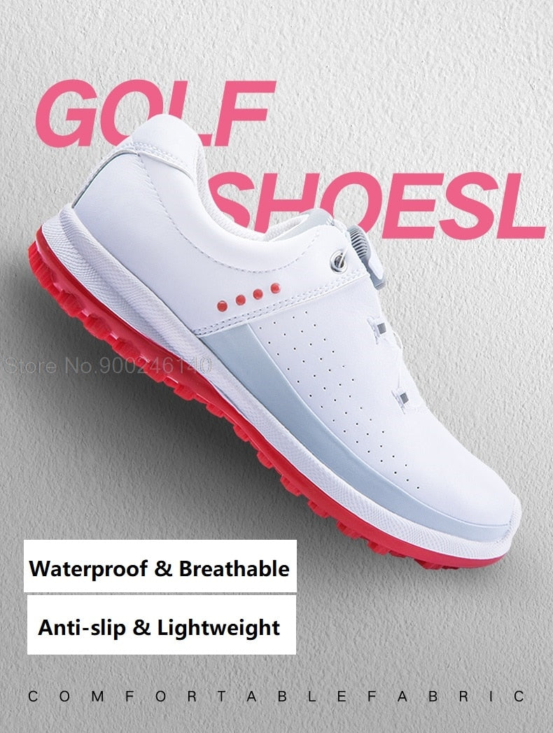 Waterproof Golf Shoes Women Spikes Athletic Sneakes Knob Buckle - KiwisLove