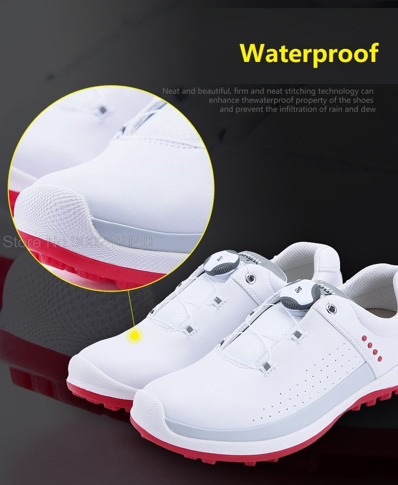 Waterproof Golf Shoes Women Spikes Athletic Sneakes Knob Buckle - KiwisLove