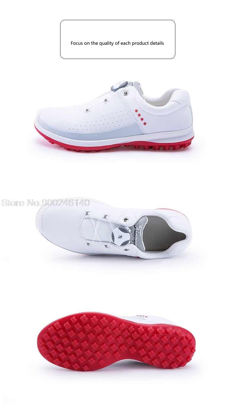 Waterproof Golf Shoes Women Spikes Athletic Sneakes Knob Buckle - KiwisLove