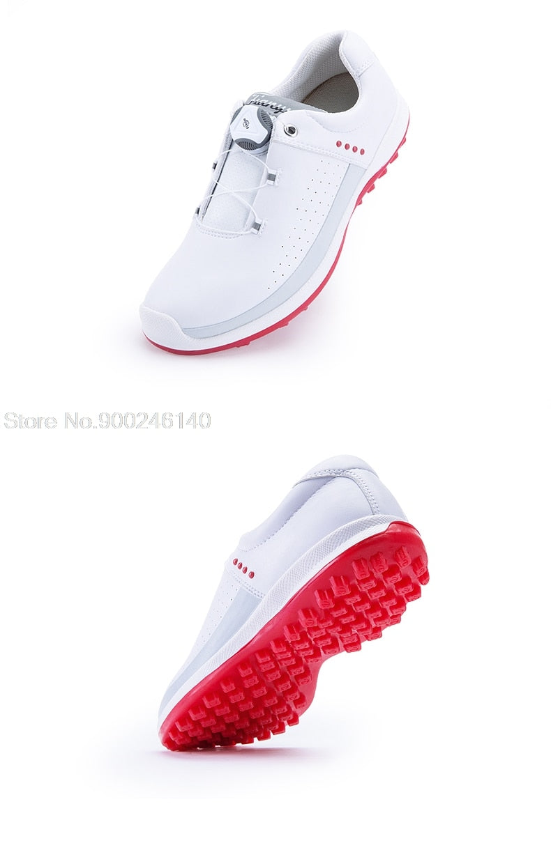Waterproof Golf Shoes Women Spikes Athletic Sneakes Knob Buckle - KiwisLove