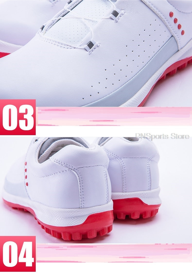 Waterproof Golf Shoes Women Spikes Athletic Sneakes Knob Buckle - KiwisLove