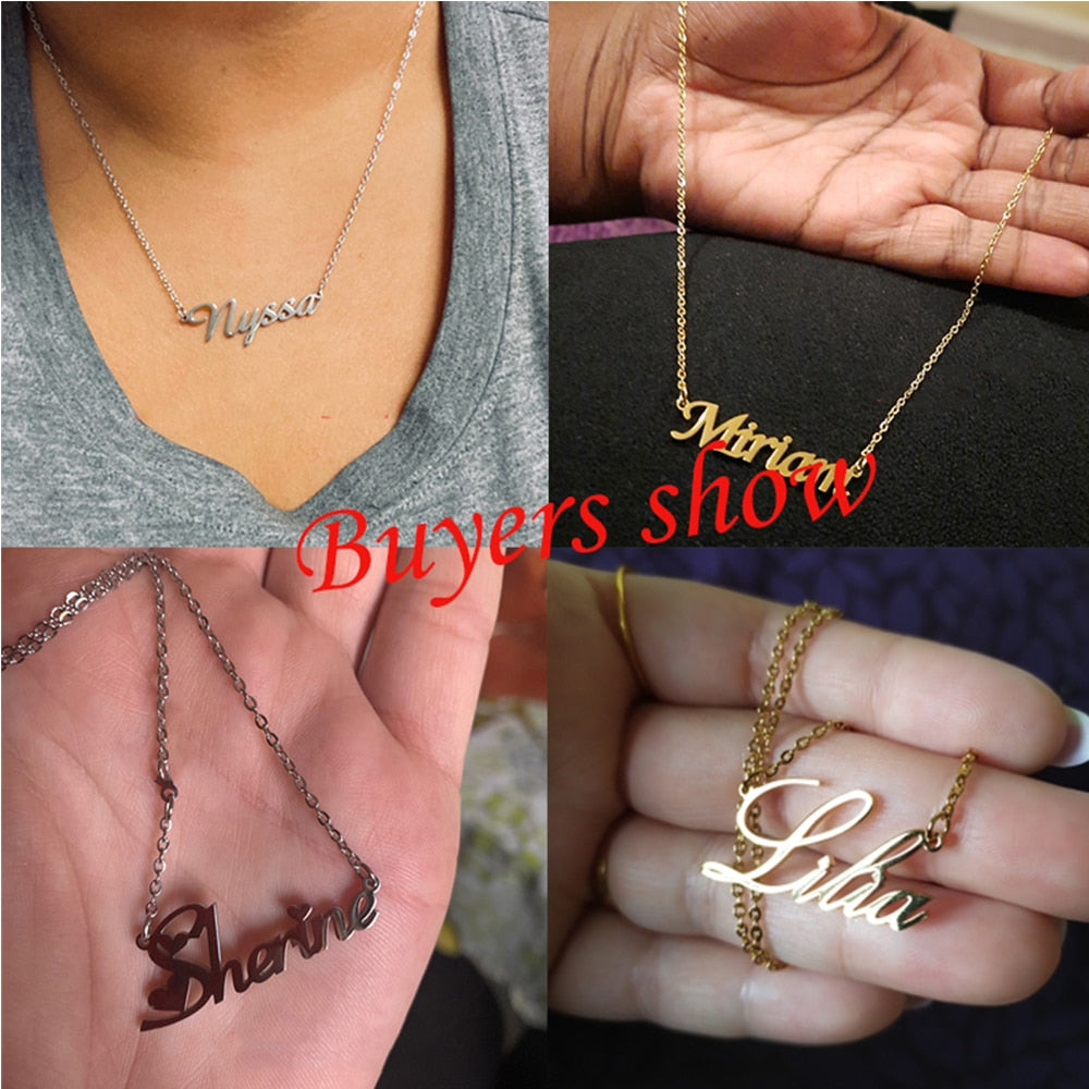 Custom Name Necklace Women Personalized Nameplate Birthday Gift Lady - KiwisLove