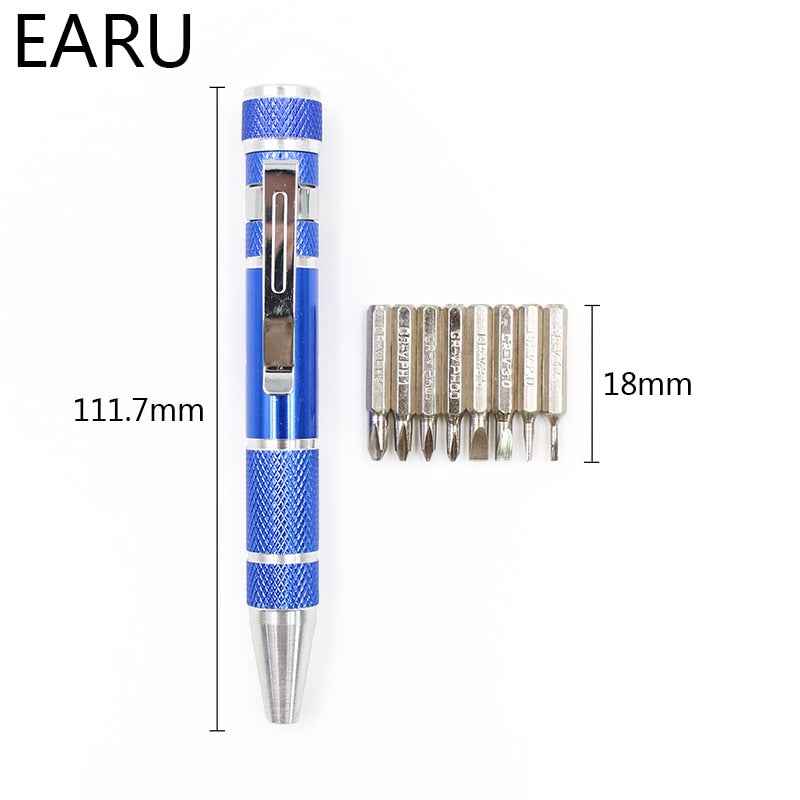 8 In 1 Mini Aluminum Precision Pen Screw Driver Set  for Cell Phone - KiwisLove
