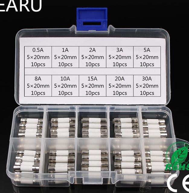 100pcs Ceramic Fuse 5mm x 20mm Slow Blow 250V Circuit Breaker Car Cigar O - KiwisLove