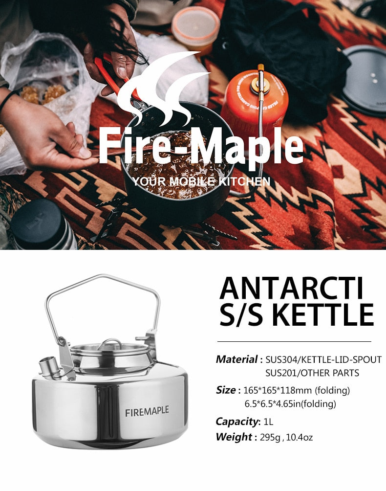 Fire Maple Antarcti S304 Stainless Steel Kettle Teapot 1L 295g - KiwisLove