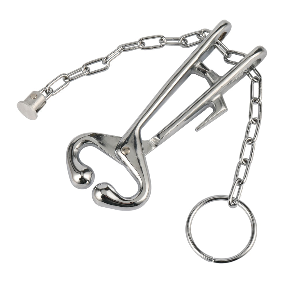 Cattle Nose Plier with Chain Stainless Steel Cow Traction Clamp - KiwisLove
