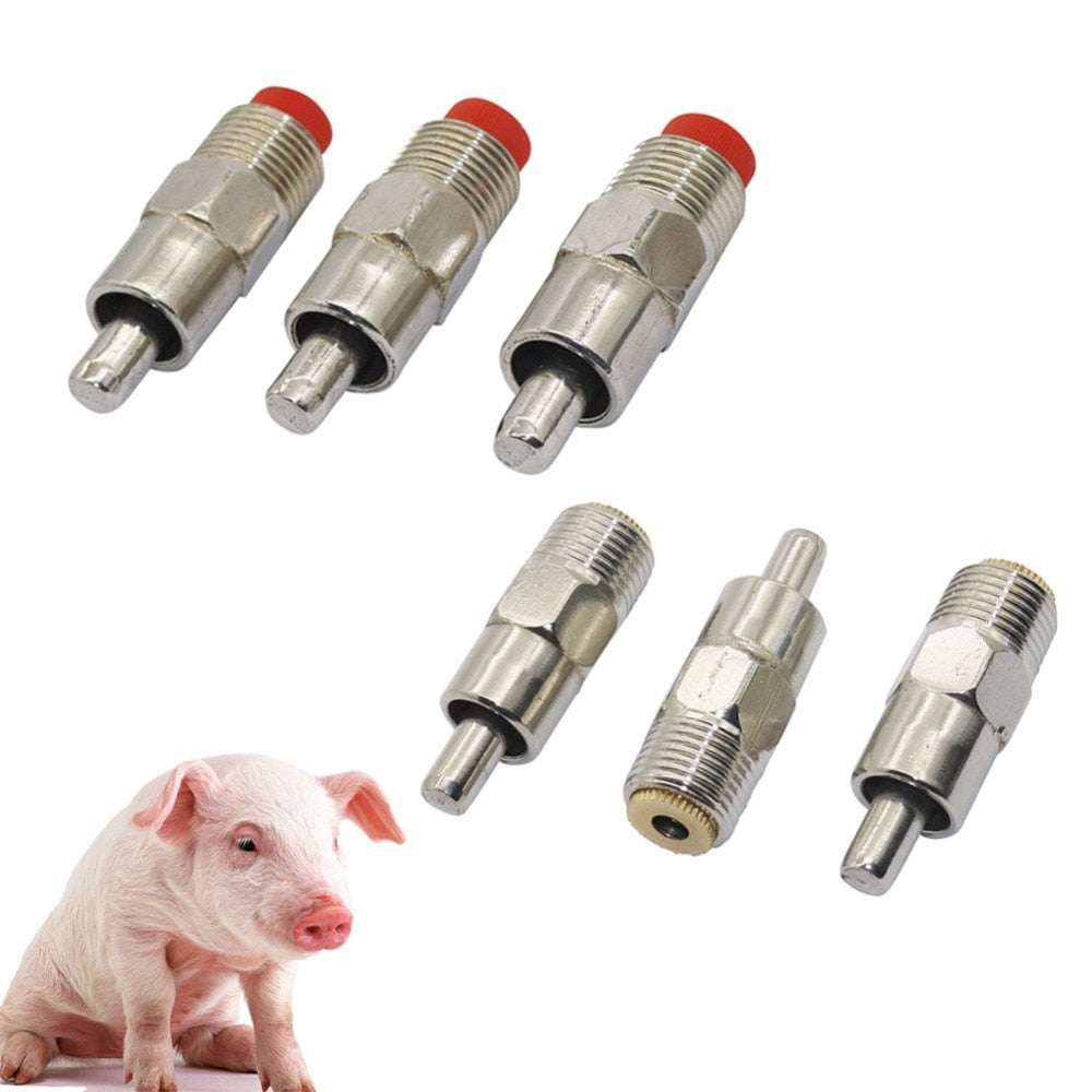 5Pcs 1/2" High Quality Stainless Steel Adult Pig Head Nipple Drinking Fountain - KiwisLove