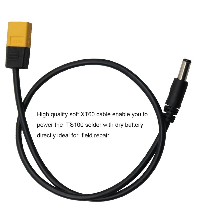 Ultra-soft 45cm TS100/T12 XT60 Bullet Connector to Male DC5525 Power Cable - KiwisLove