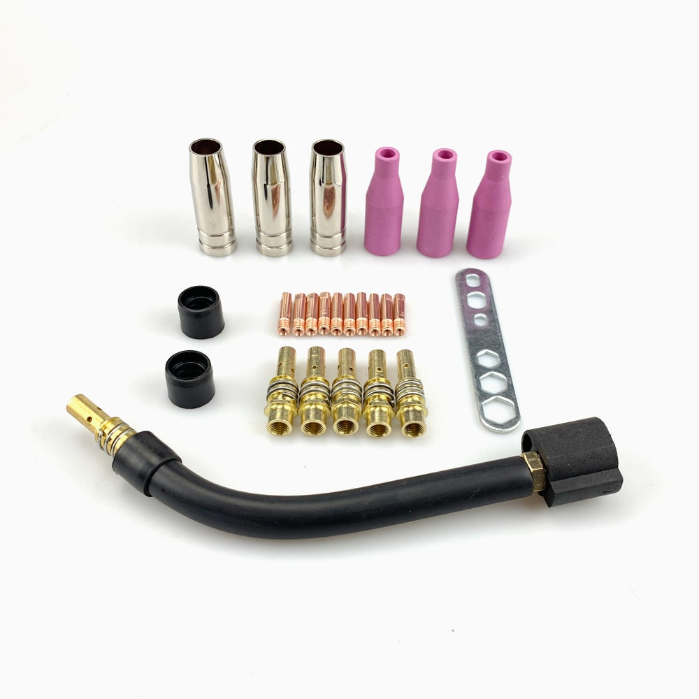 25pcs MIG MB15AK Set Of Nozzles For Welding Torch Swan neck Cap Tip Contact - KiwisLove