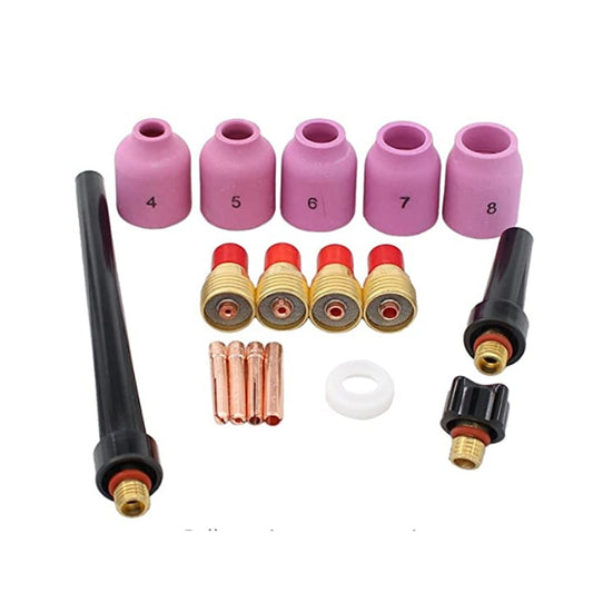 TIG Welding Torch Consumables Cup Gas Lens and Collet Gasket Back Cap Kit 17pcs - KiwisLove