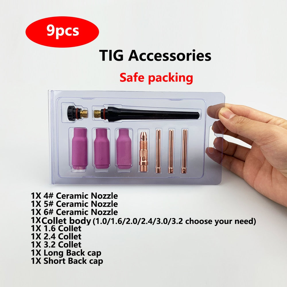 9pcs Argon tig welding torch consumable argon arc accessories tig kits - KiwisLove