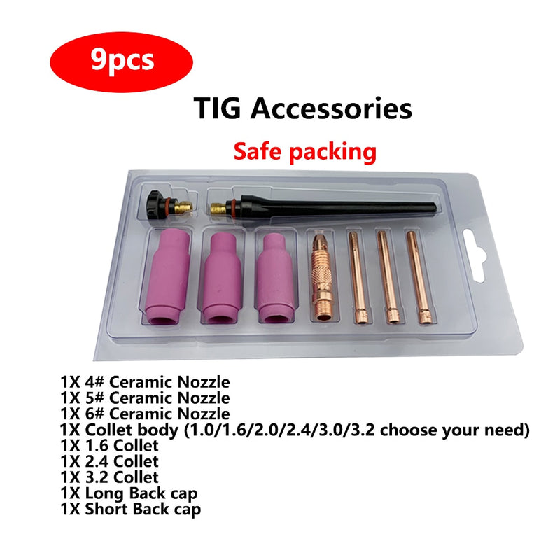 9pcs Argon tig welding torch consumable argon arc accessories tig kits - KiwisLove