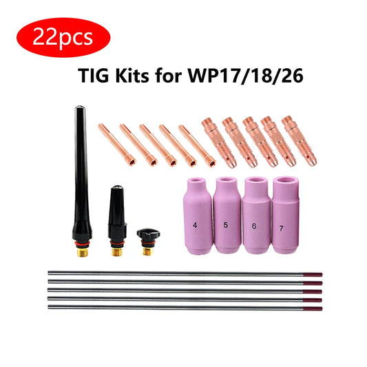22PCS Tig  welding torch tungsten electrode collet body collet ceramic  nozzle  kit - KiwisLove