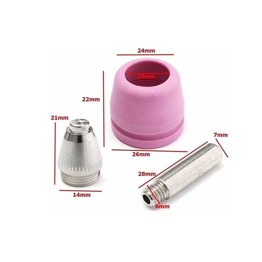 Welding Nozzle 100pcs Plasma Cutter 60A AG-60 Tip Electrode Consumable Accessories Kit of High Temperature Resistance - KiwisLove