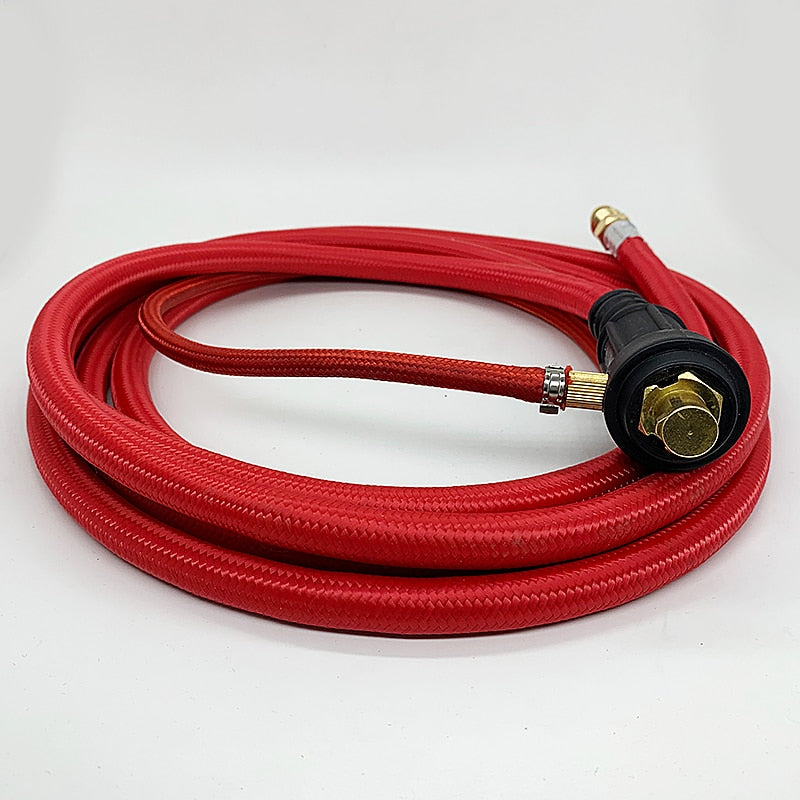 WP26 Quick Connect TIG Welding Torch Gas-Electric Integrated Red Hose Cable Wires 4M/157.48in 35-50 Euro Connector - KiwisLove