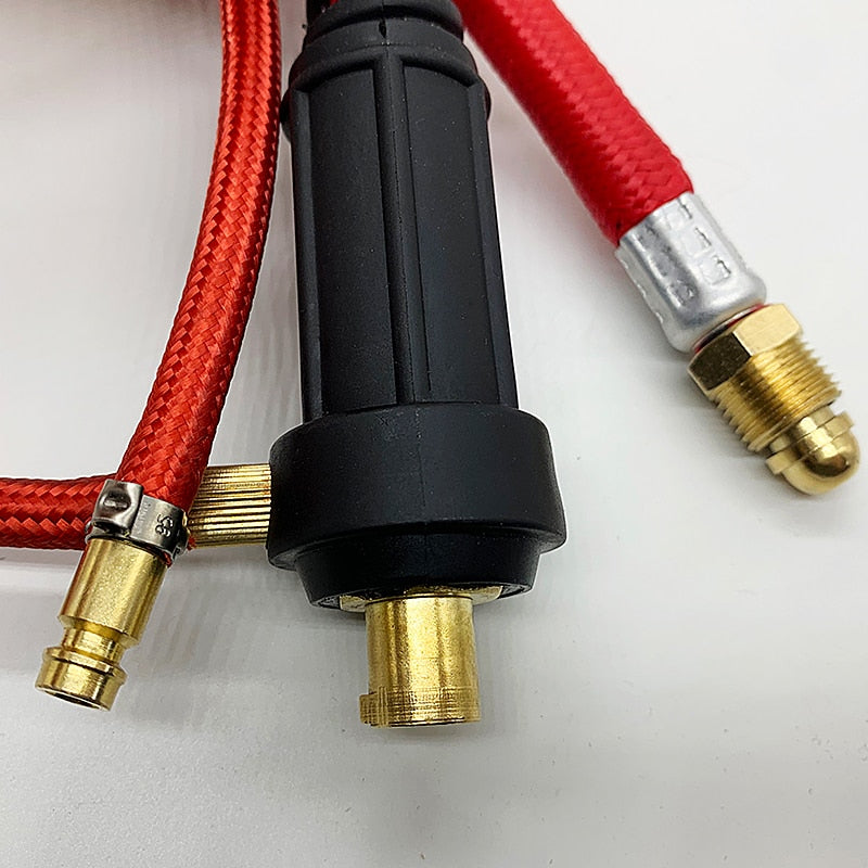 WP26 Quick Connect TIG Welding Torch Gas-Electric Integrated Red Hose Cable Wires 4M/157.48in 35-50 Euro Connector - KiwisLove