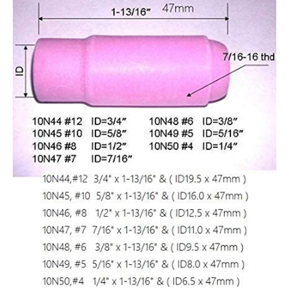 10PCS TIG Alumina Nozzles Ceramic Shield Cup 10N50#4 1/4" orifice - KiwisLove