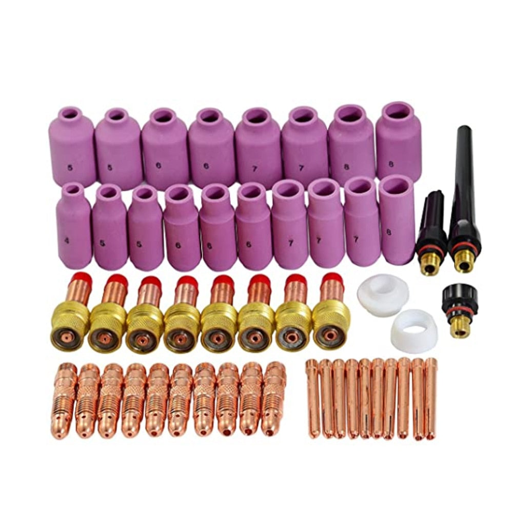 51Pcs TIG Welding Torch Gas Lens  TIG Back Cap Collet And Collet Body Spares - KiwisLove