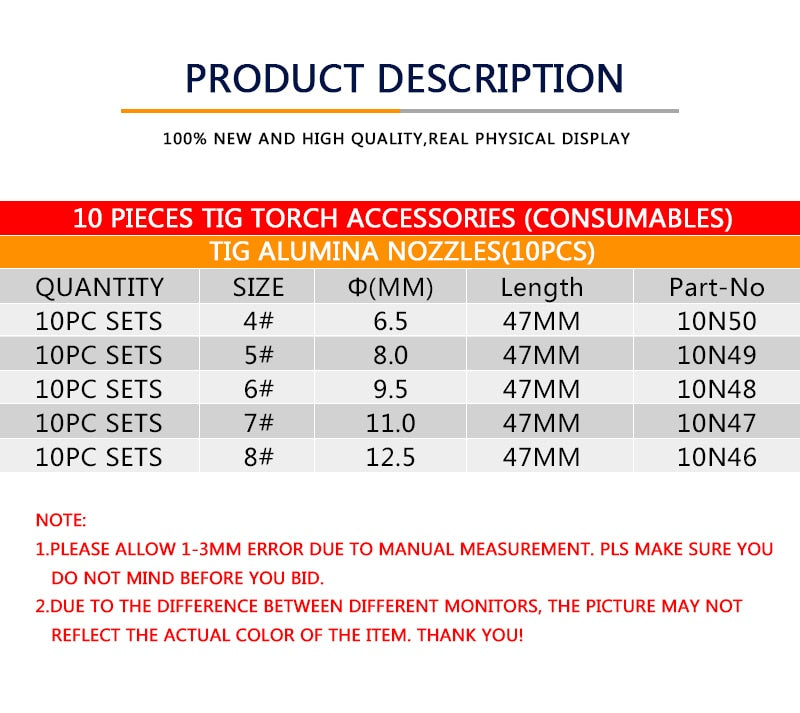 1pcs TIG Welding Torch Stubby Gas Lens #4 #5 #6 #7 #8 #10 #12 Pyrex Glass Set For WP-17/18/26 Is Easy To Assemble And Use - KiwisLove