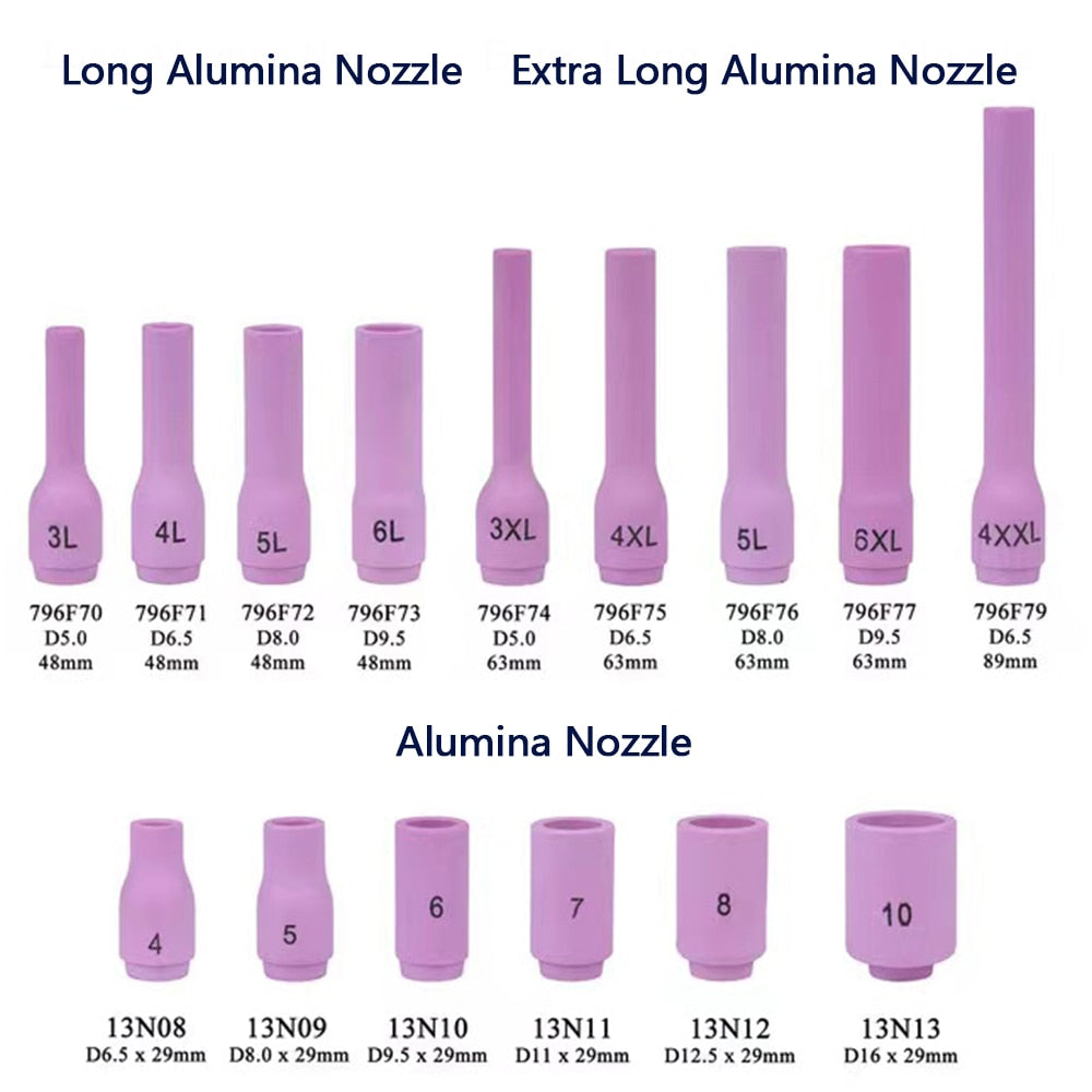 46Pcs TIG Welding Torch Stubby Gas Lens TIG Back Cap Collet Bodies Spares Kit - KiwisLove