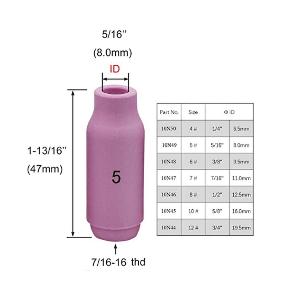 10pcs 10N49#5 Orifice TIG Alumina Nozzles Ceramic Cup - KiwisLove