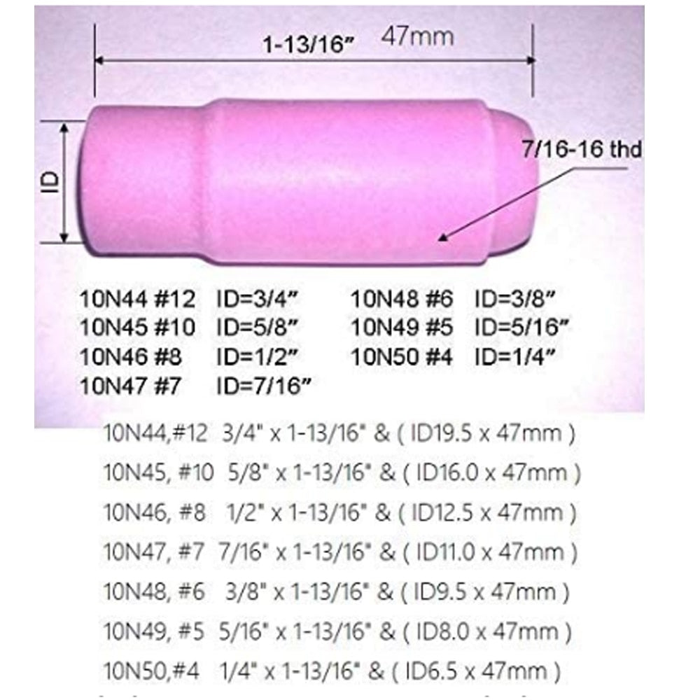 10pcs TIG Alumina Nozzles Ceramic Shield Cup 10N47#7 7/16" Orifice - KiwisLove