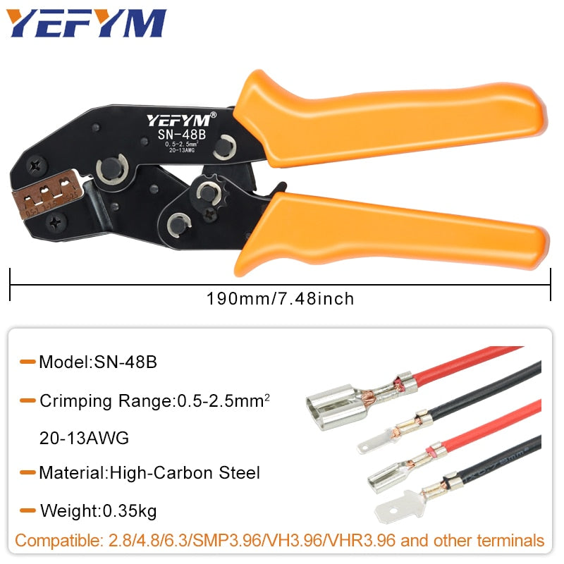 SN-48B crimping pliers 0.5-2.5mm² YEFYM high precision jaw wire electrical hand tools - KiwisLove