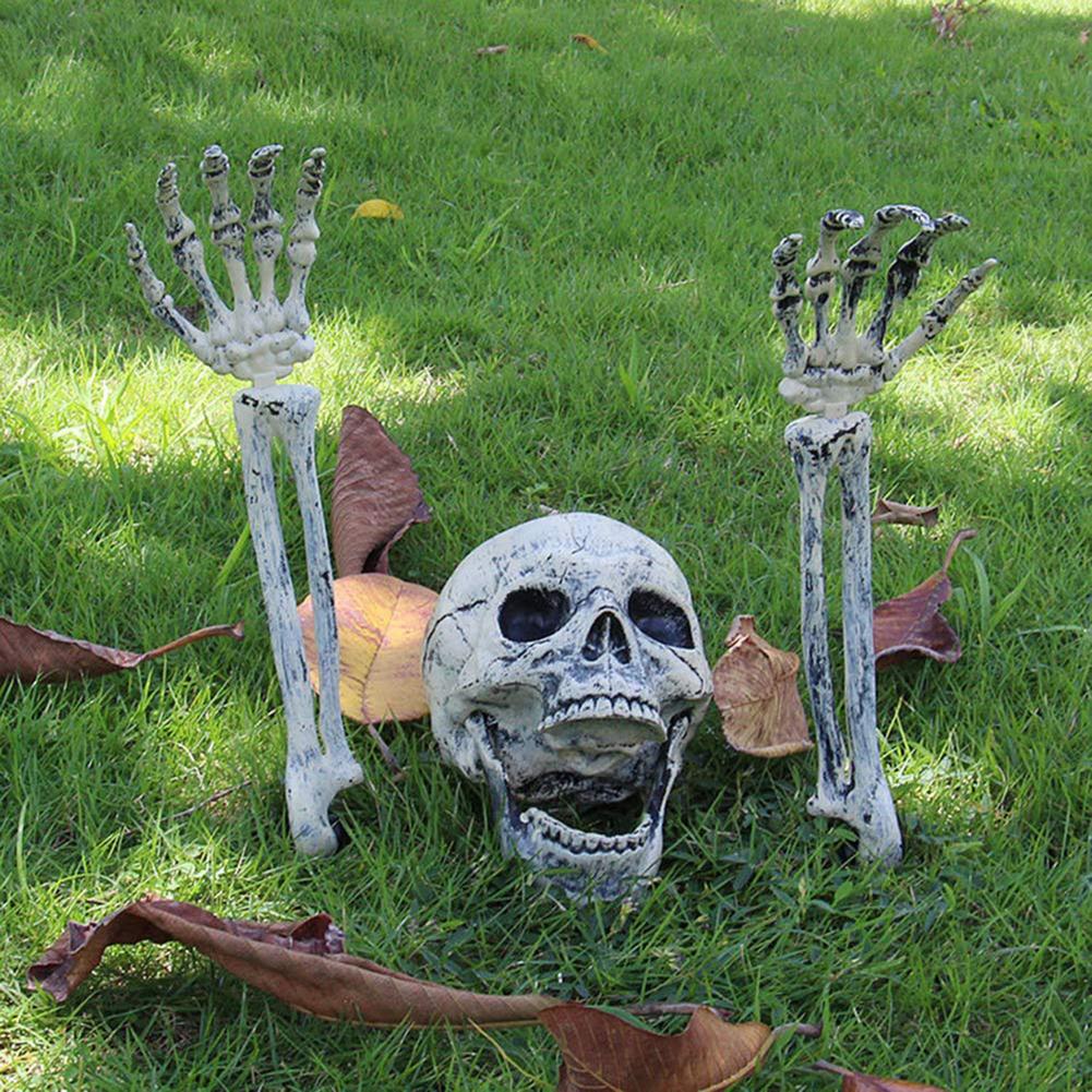 Outdoor Scary Skeleton Stakes  Face Hand Lawn Stakes Garden Yard - KiwisLove
