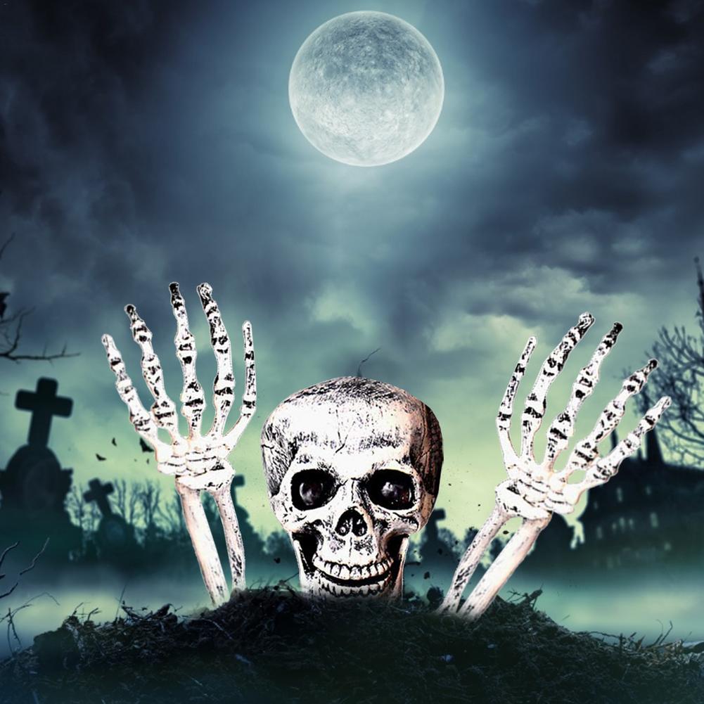 Outdoor Scary Skeleton Stakes  Face Hand Lawn Stakes Garden Yard - KiwisLove