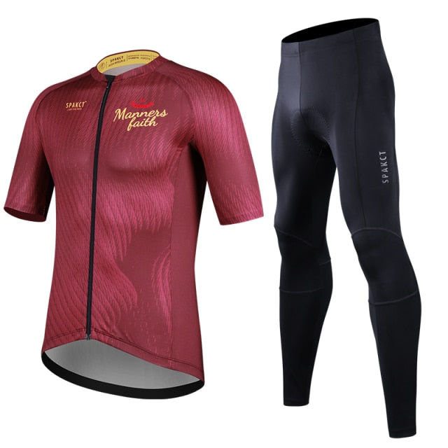 SPAKCT Men Cycling Jersey Pants Set Summer Gel Pad  Breathable Ropa Ciclismo - KiwisLove