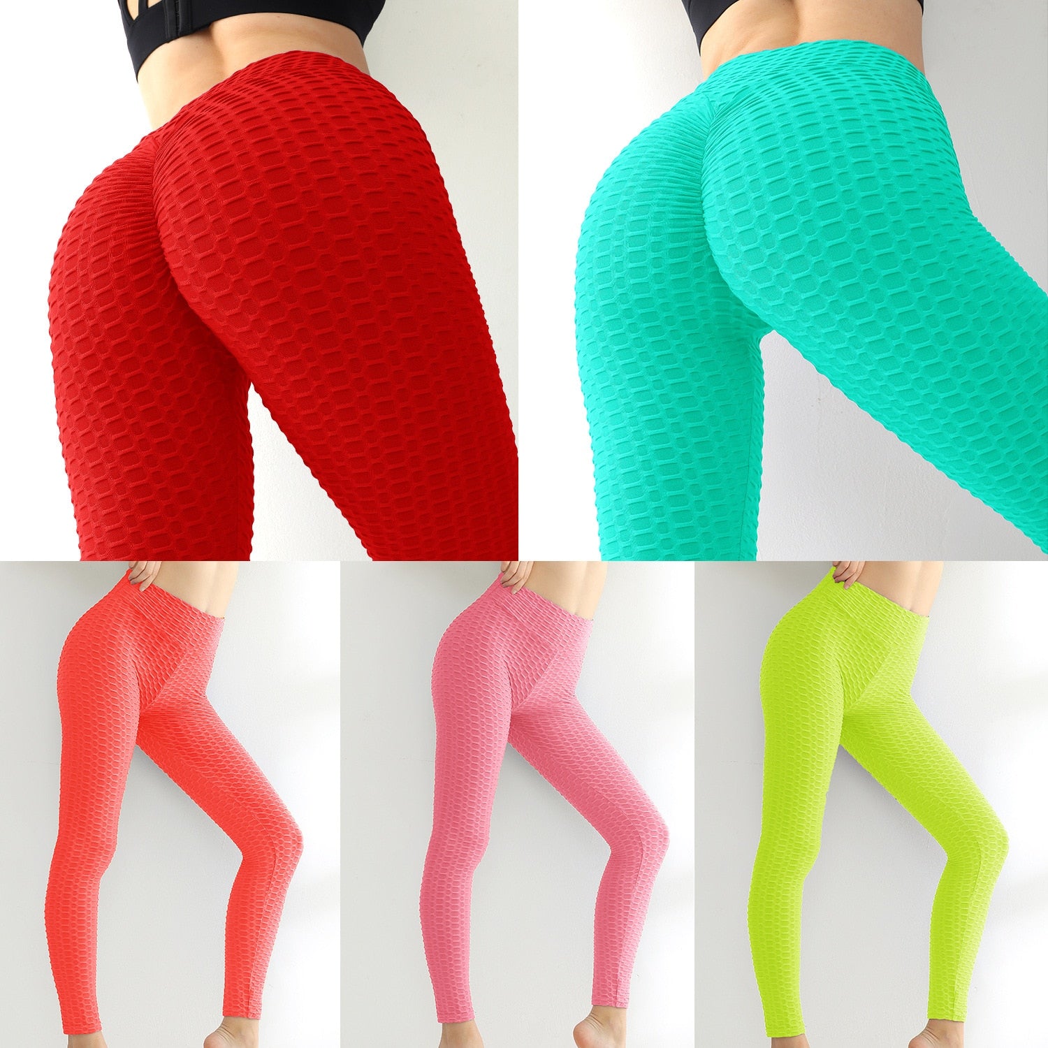Women Bumps Style Yoga Pants Put Hip Fold Elastic High Waist Leggings Breathable - KiwisLove