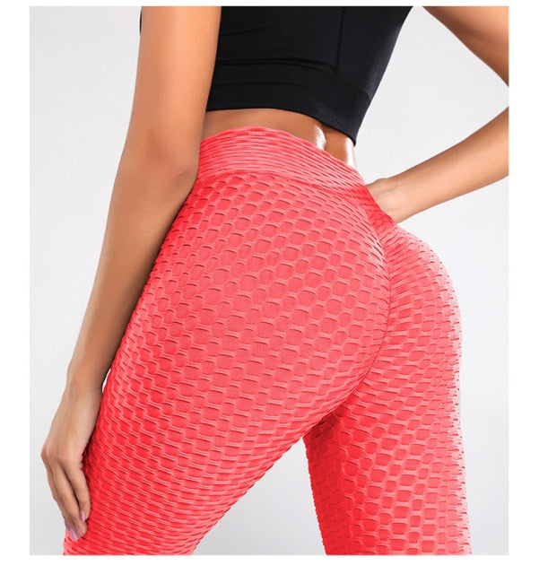 Women Bumps Style Yoga Pants Put Hip Fold Elastic High Waist Leggings Breathable - KiwisLove