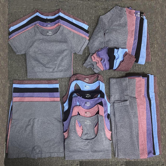 Seamless Women Yoga Set Fitness Gym Long Sleeve Crop Top High Waist Legging - KiwisLove