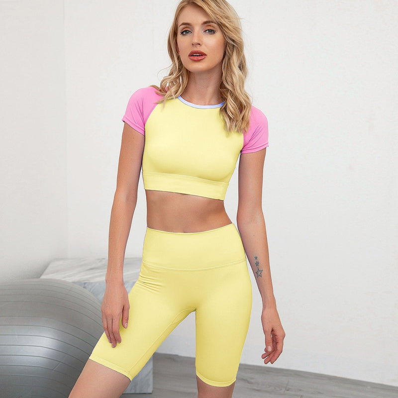 Women Yoga Sets Sportswear Shorts Suits Sports Gym Running Clothing Outfits Workout - KiwisLove