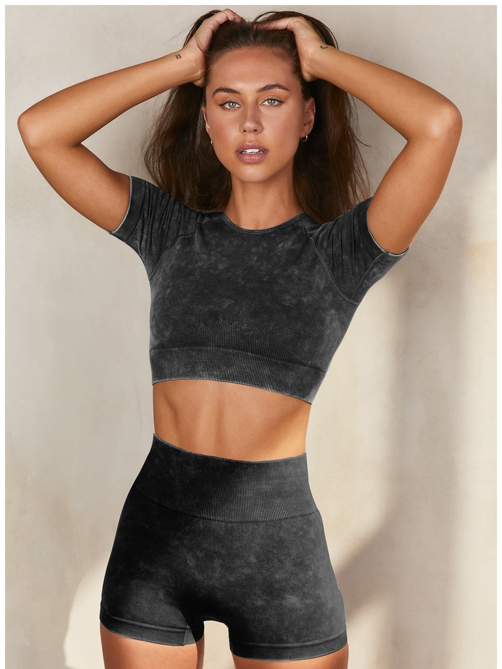 Seamless Fitness Yoga High Elastics Sand Wash Gym Running Bicycle Sportwear Workout Outfit - KiwisLove