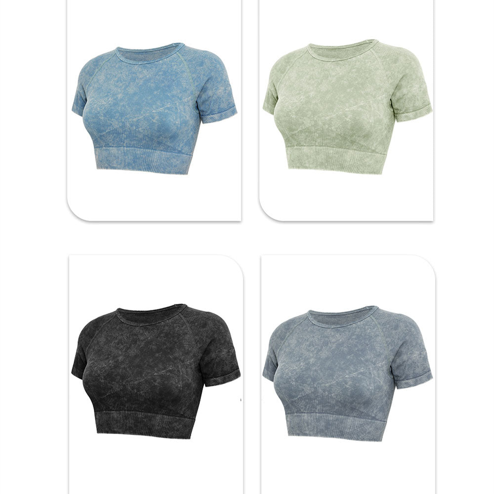 Seamless Fitness Yoga High Elastics Sand Wash Gym Running Bicycle Sportwear Workout Outfit - KiwisLove