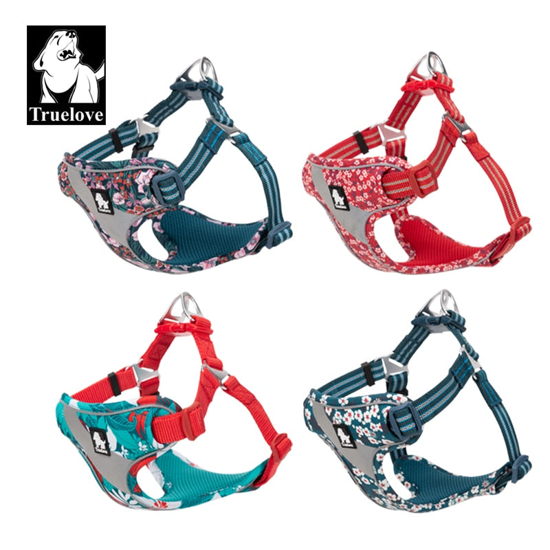 Truelove Floral Soft Padded Cotton Dog Harness Adjustable Snappy Easy Fit - KiwisLove