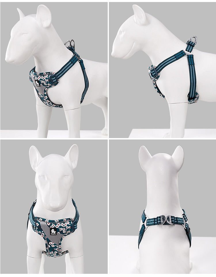 Truelove Floral Soft Padded Cotton Dog Harness Adjustable Snappy Easy Fit - KiwisLove