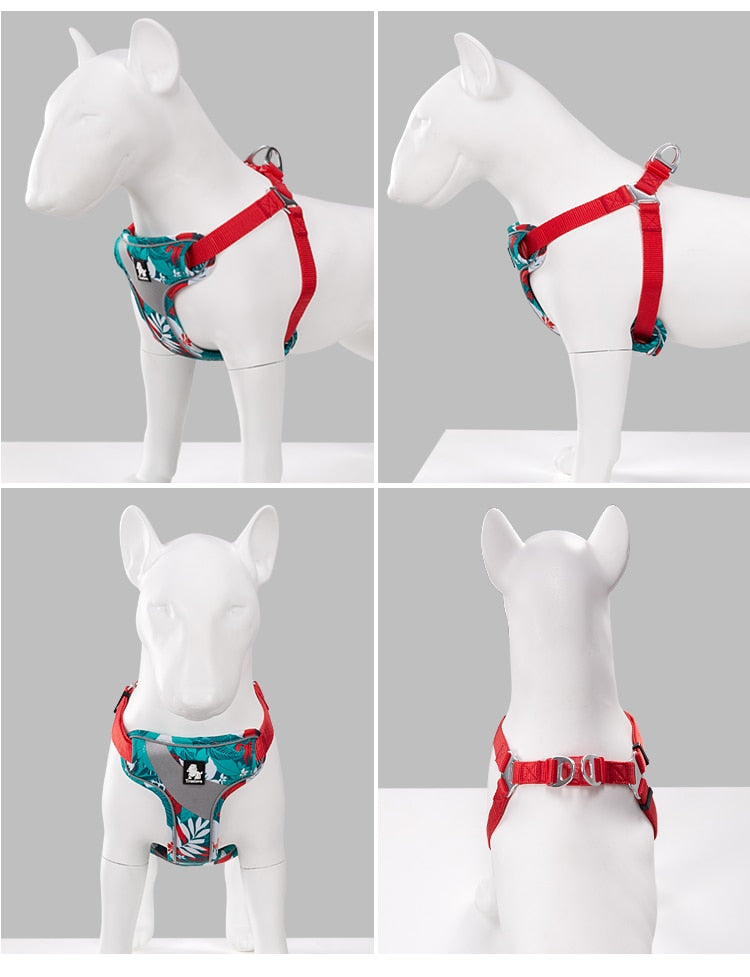 Truelove Floral Soft Padded Cotton Dog Harness Adjustable Snappy Easy Fit - KiwisLove