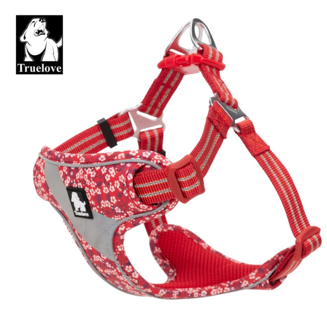Truelove Floral Soft Padded Cotton Dog Harness Adjustable Snappy Easy Fit - KiwisLove