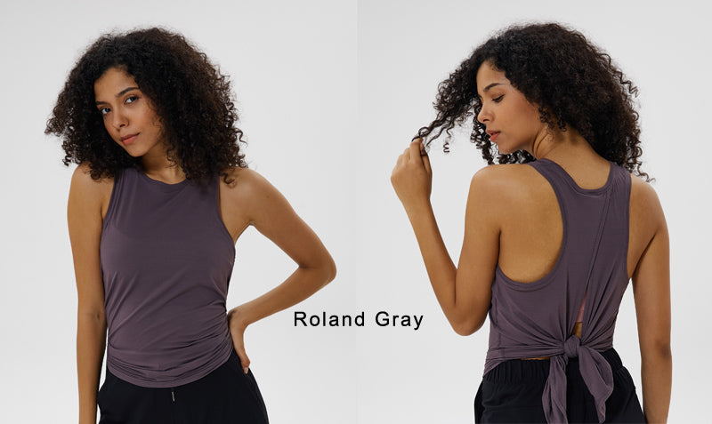 All Tied Up Women Yoga Top Tank Top Women Loose Shirt Workout Tops Workout - KiwisLove