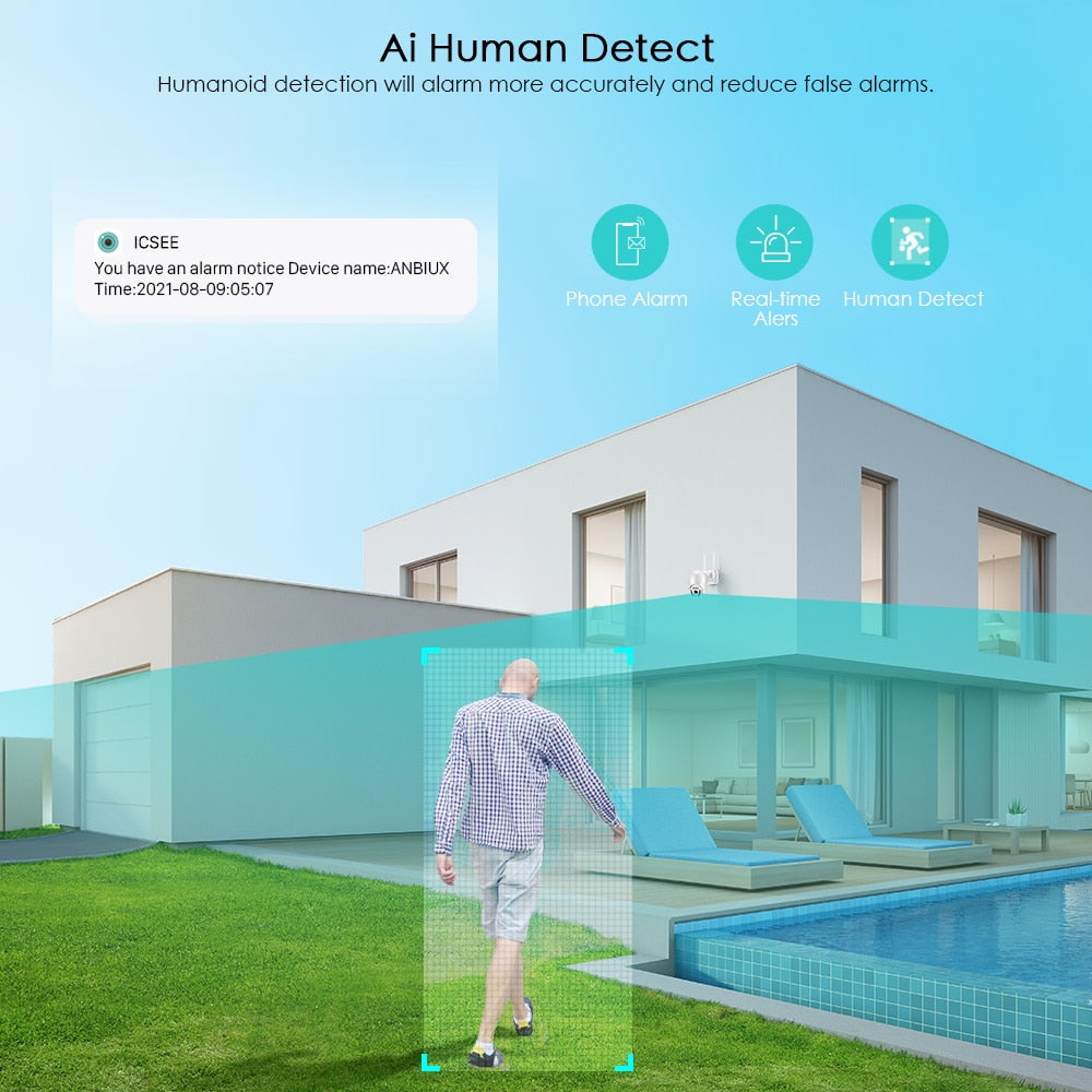 Wifi IP Camera Outdoor Ai Human Detection Auto Tracking PTZ - KiwisLove