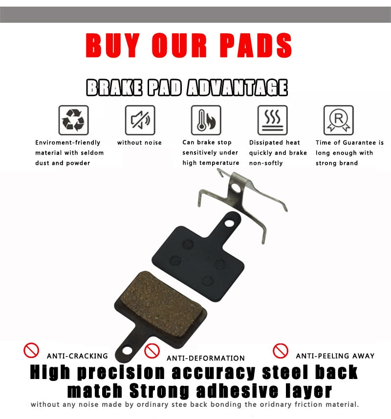 4 Pair Bicycle Disc Brake Pad FOR SHIMANO  Semi-Metallic Accessories - KiwisLove