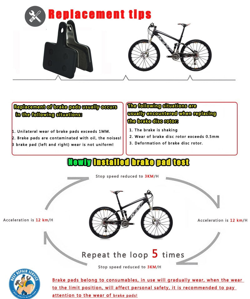 4 Pair Bicycle Disc Brake Pad FOR SHIMANO  Semi-Metallic Accessories - KiwisLove