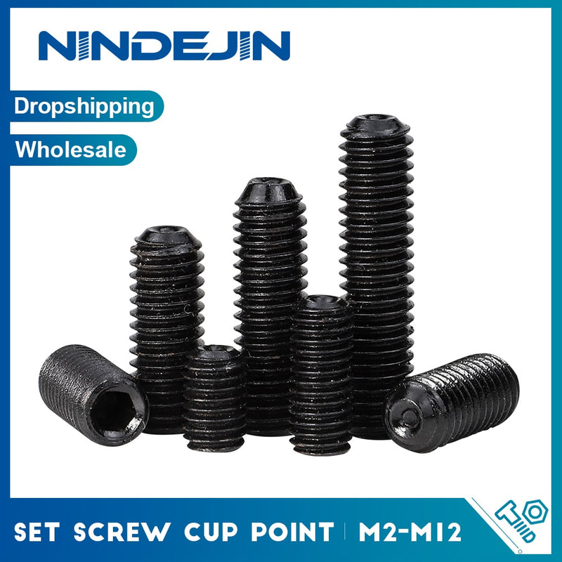 NINDEJIN 5pcs M12 Hexagon Socket Screw Cup Point Grub  Carbon Steel - KiwisLove