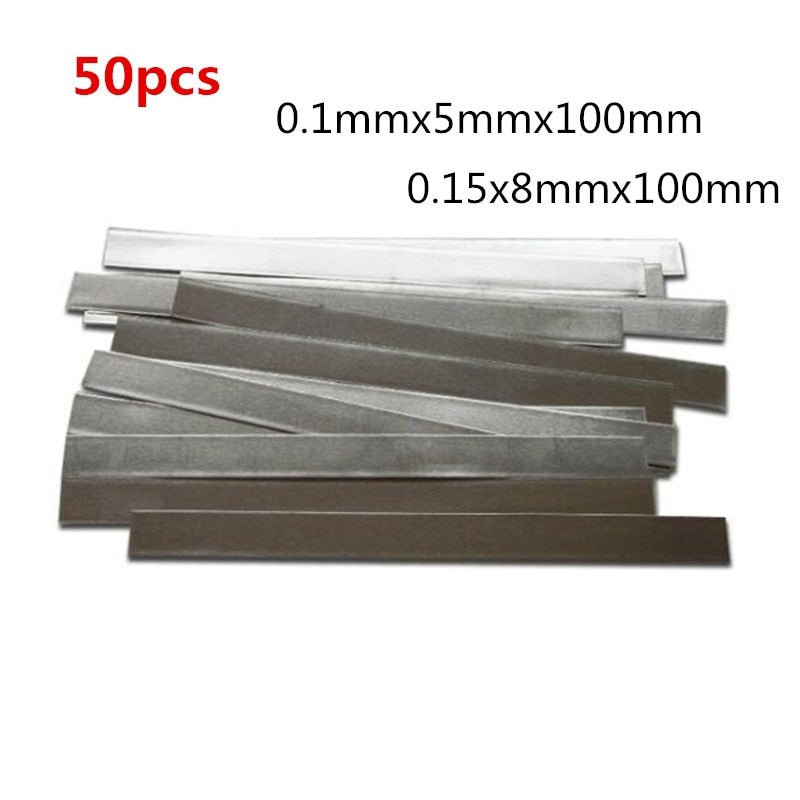 50pcs low resistance 99.96% pure nickel Strip Sheets - KiwisLove